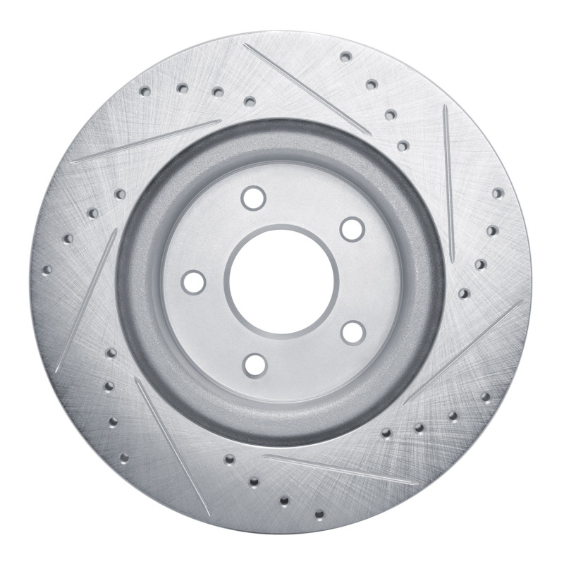 Infiniti QX50 Brake Rotor (1) - Rear Left - R1 Concepts - Drilled & Slotted - Silver - `19-`24
